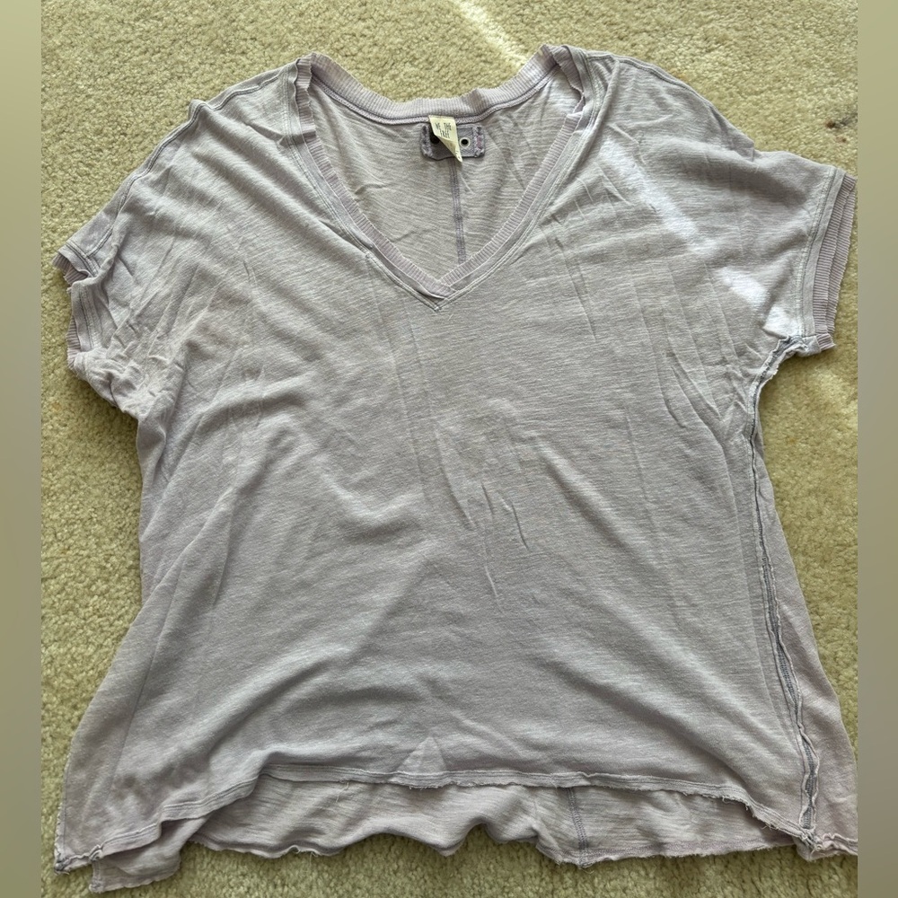 Free people take me in tee womens Medium lilac purple v neck linen